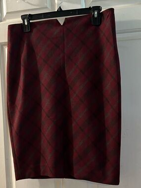 Express Burgundy Plaid Pencil Skirt
